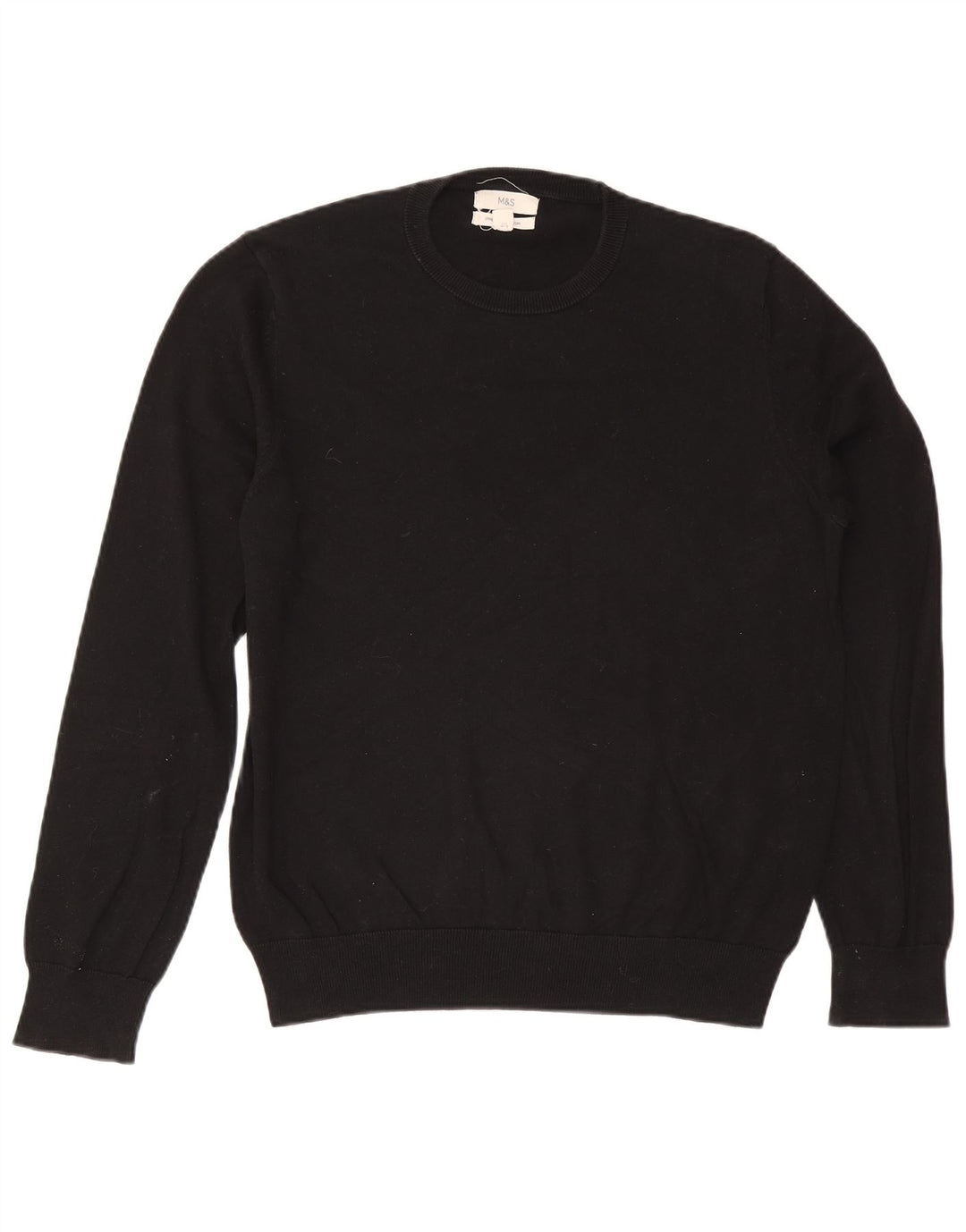 Marks & Spencer Mens Crew Neck Jumper Sweater Large Black Cotton