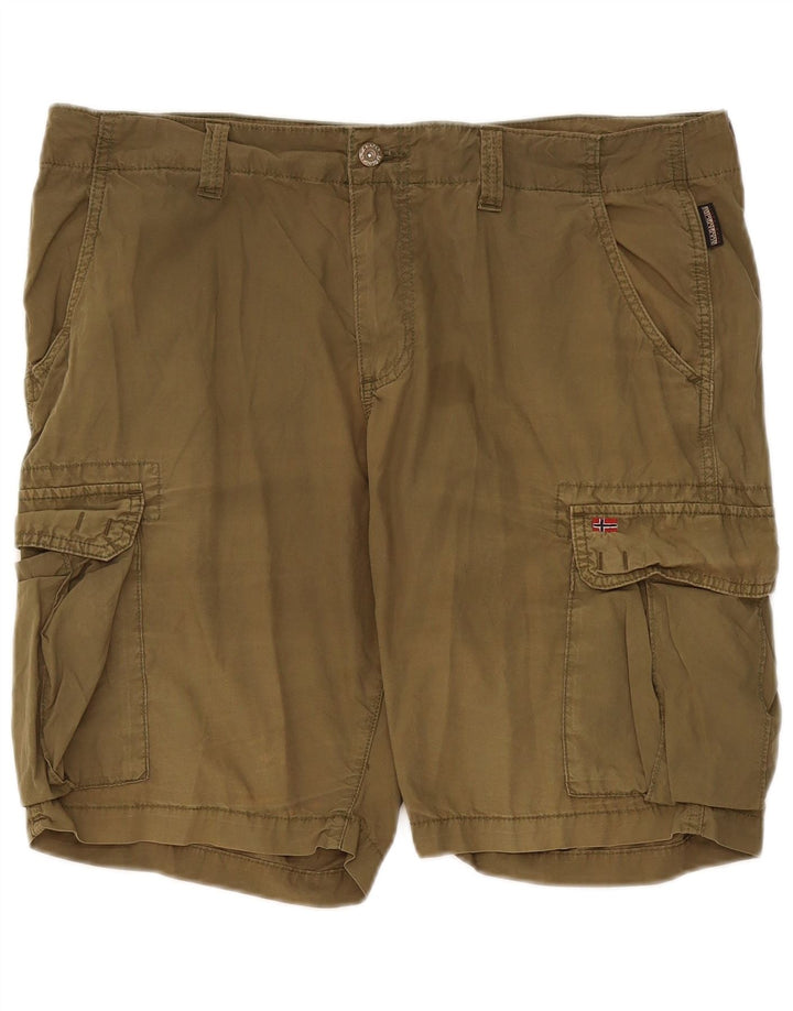 Napapijri Mens Cargo Shorts W36 Large Khaki Cotton
