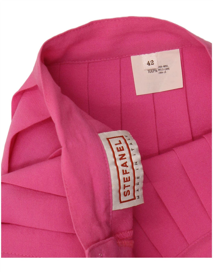 Stefanel Womens Mini Knife Pleated Skirt IT 42 Medium W25 Pink Wool