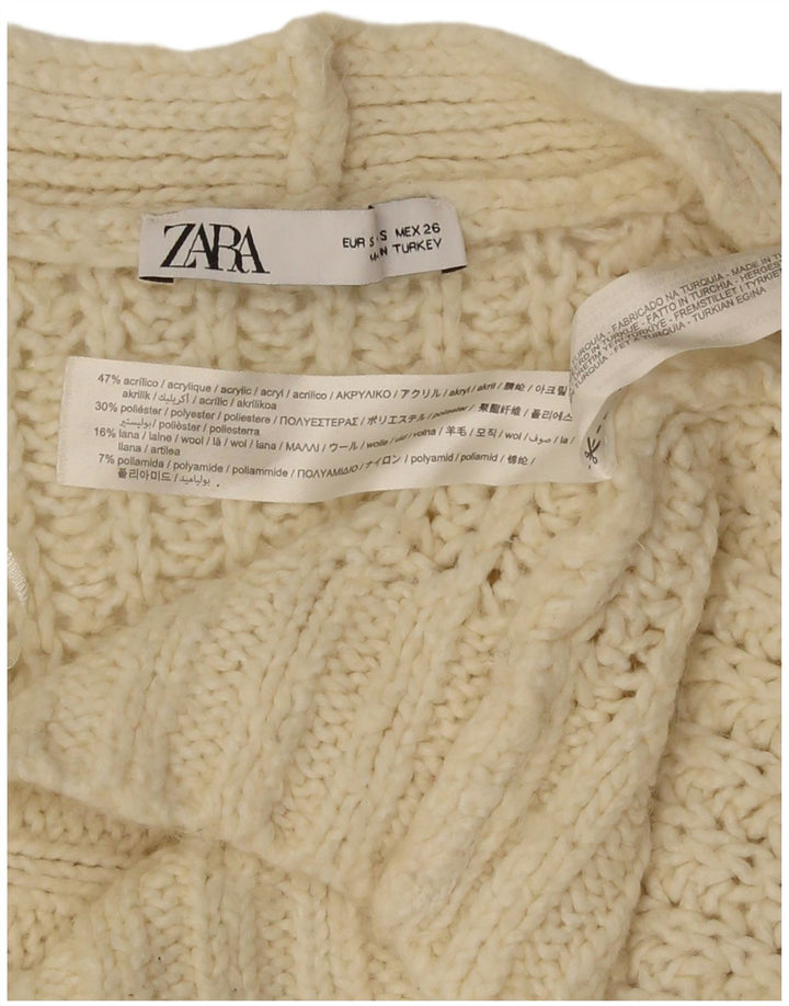 Zara Womens Oversized Cardigan Sweater UK 10 Small Off White Acrylic