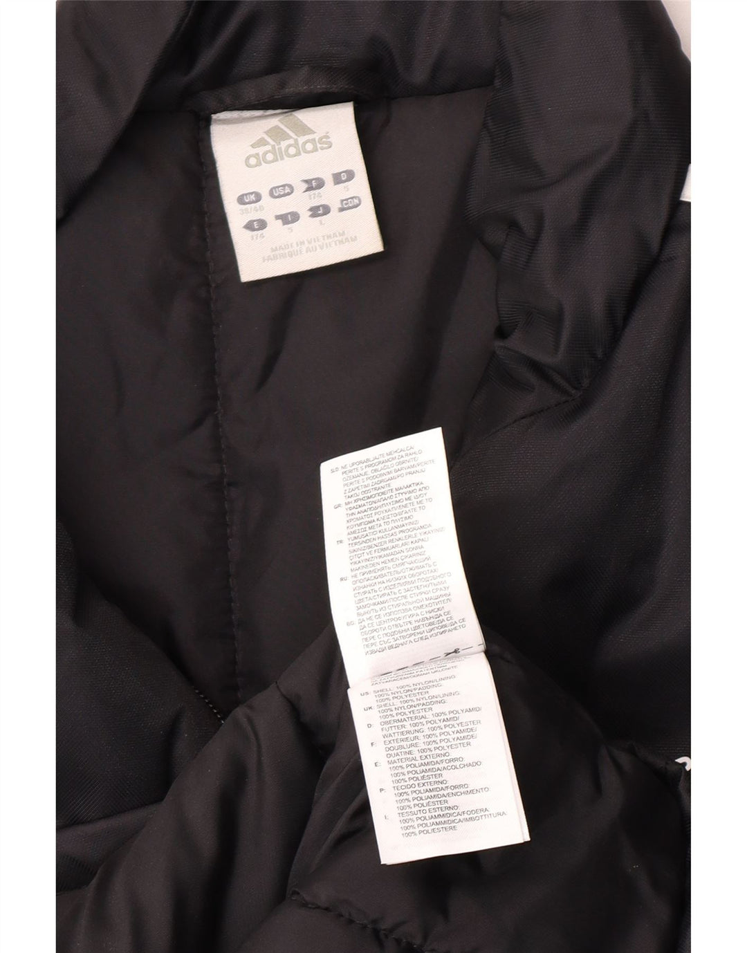 Adidas Mens Graphic Padded Coat UK 38/40 Medium Black Nylon