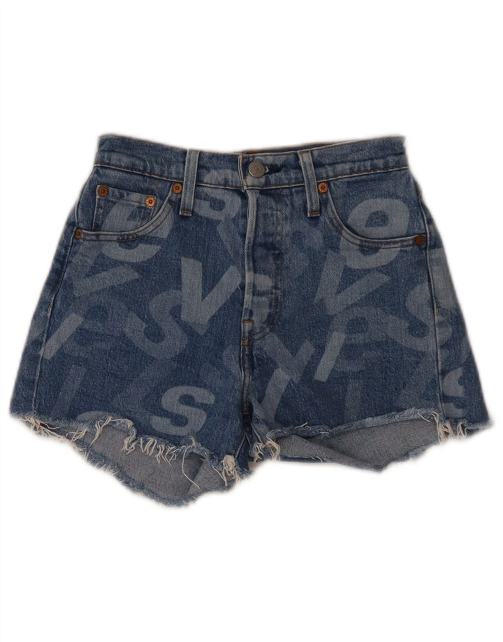 Levi's Womens Graphic Denim Shorts W23 2XS Blue Cotton