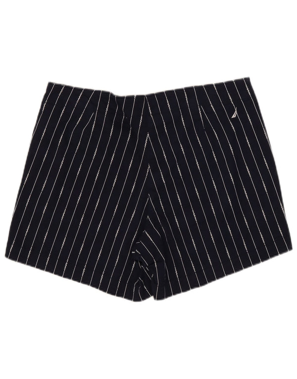 Nautica Short chino pour femme US 12 Large W35 Bleu marine en coton à fines rayures