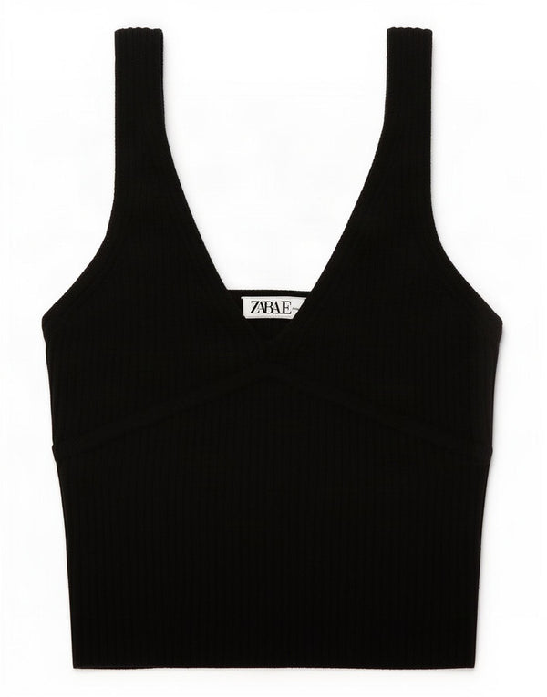 Zara Womens Cami Top UK 12 Medium Black Viscose