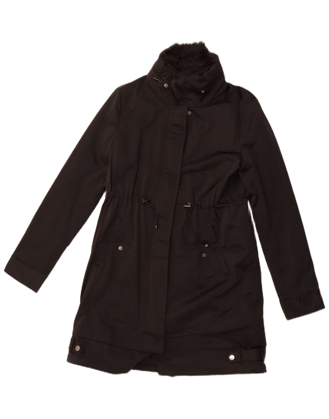 ZARA Damen Mantel UK 6 XS Schwarz Polyester