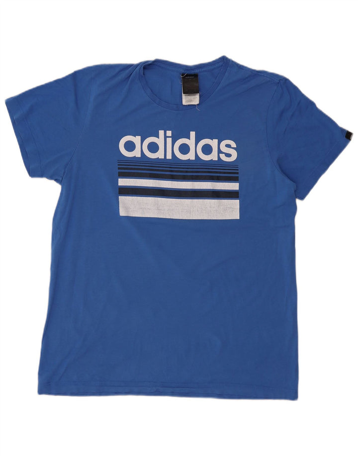 Adidas Mens Graphic T-Shirt Top Large Blue Cotton
