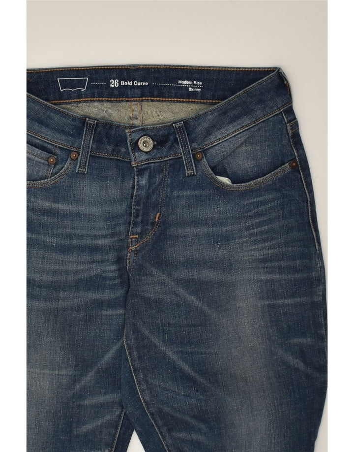 LEVI'S Womens Bold Curve Modern Rise Skinny Jeans W26 L30 Navy Blue Cotton | Vintage Levi's | Thrift | Second-Hand Levi's | Used Clothing | Messina Hembry 