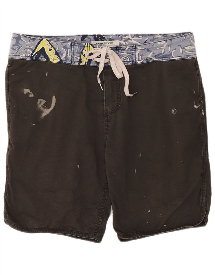 Quiksilver Mens Graphic Swimming Shorts Medium  Grey Cotton