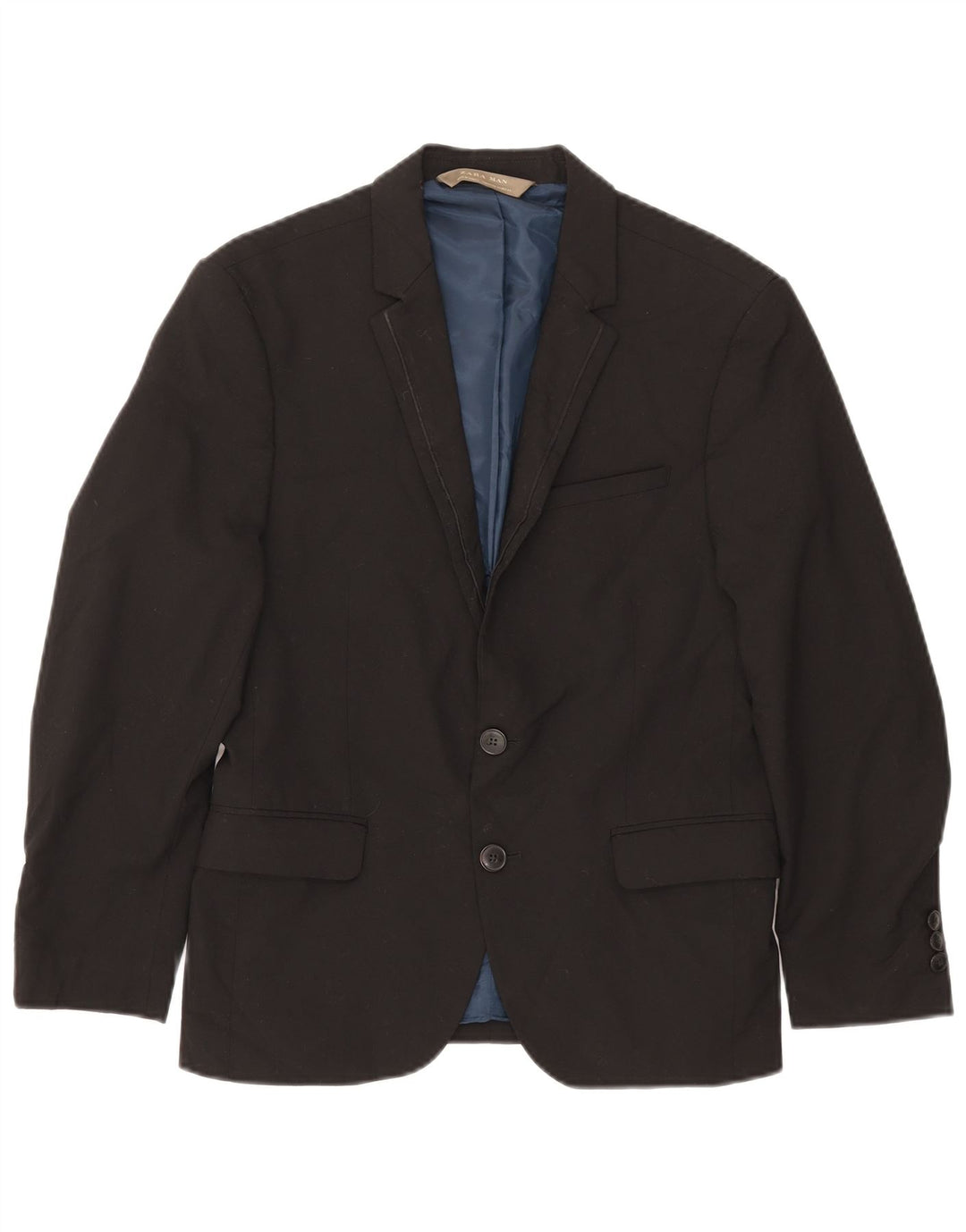 Zara Mens 2 Button Blazer Jacket EU 44 XS Black Polyester