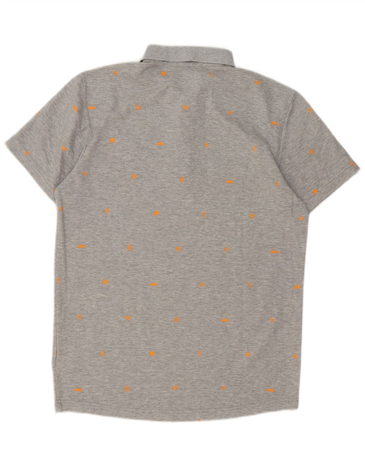 Adidas Mens Abstract Pattern Polo Shirt UK 40/42 Medium Grey Cotton