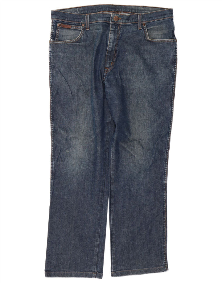 Wrangler Mens Texas Stretch Straight Jeans W38 L29 Blue Cotton