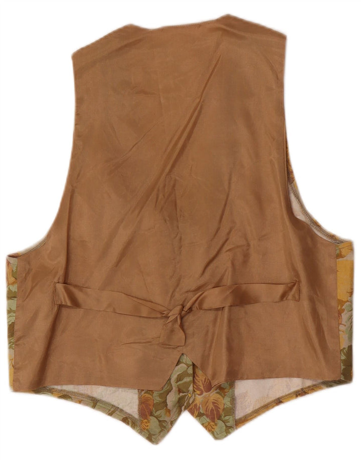 Vintage Womens Waistcoat UK 12 Medium Brown Floral