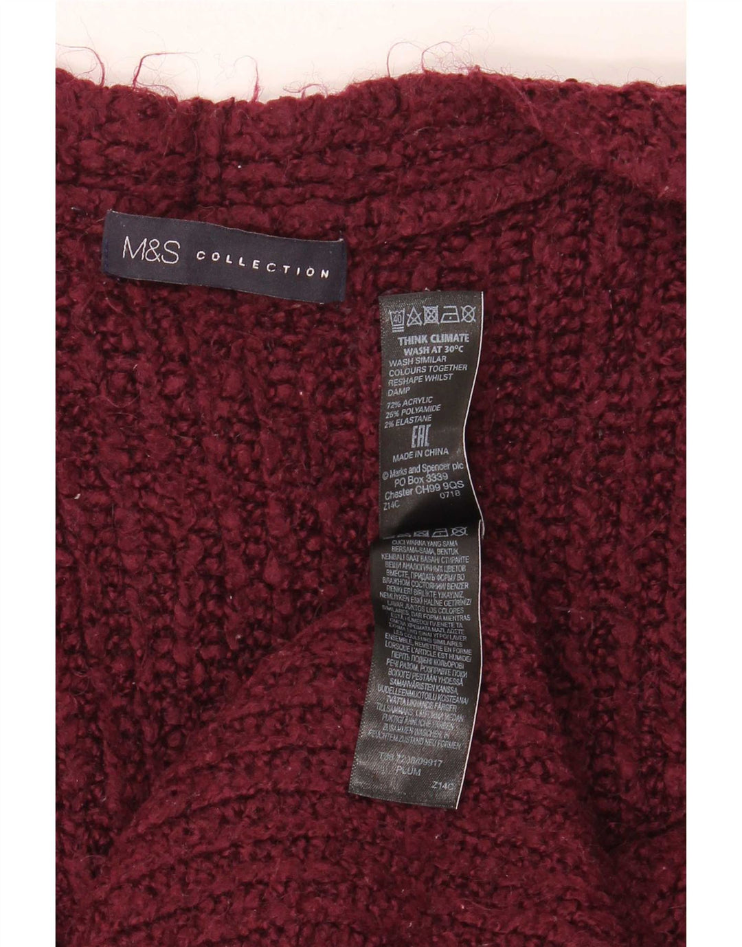 Marks & Spencer Womens Oversized Open Cardigan Sweater UK 16 Large Maroon