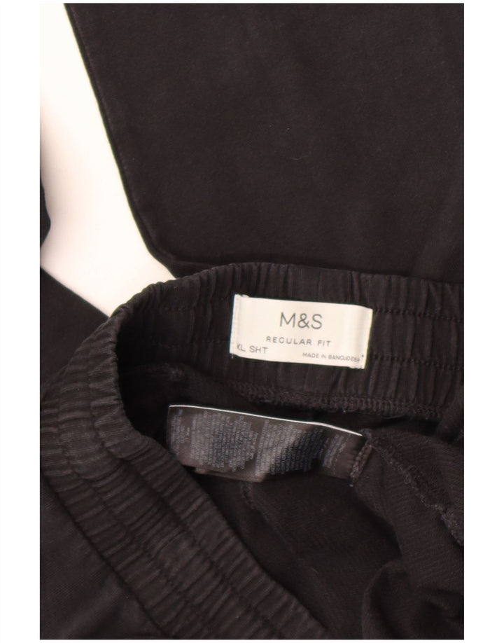 Marks & Spencer Mens Regular Fit Tracksuit Trousers XL Black Cotton