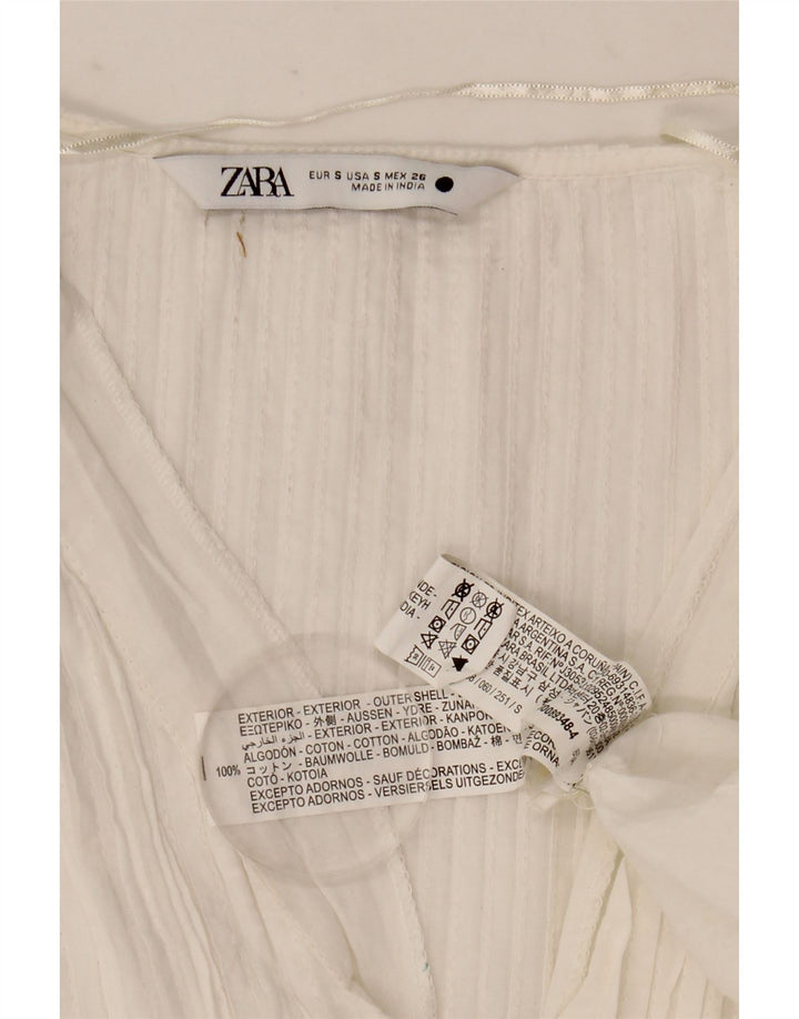 Zara Womens Long Sleeve Oversized Maxi Dress UK 10 Small White Spotted