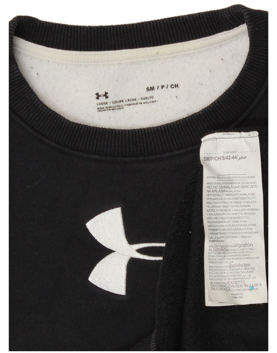 UNDER ARMOUR Womens Sweatshirt Jumper UK 10 Small Black Colourblock