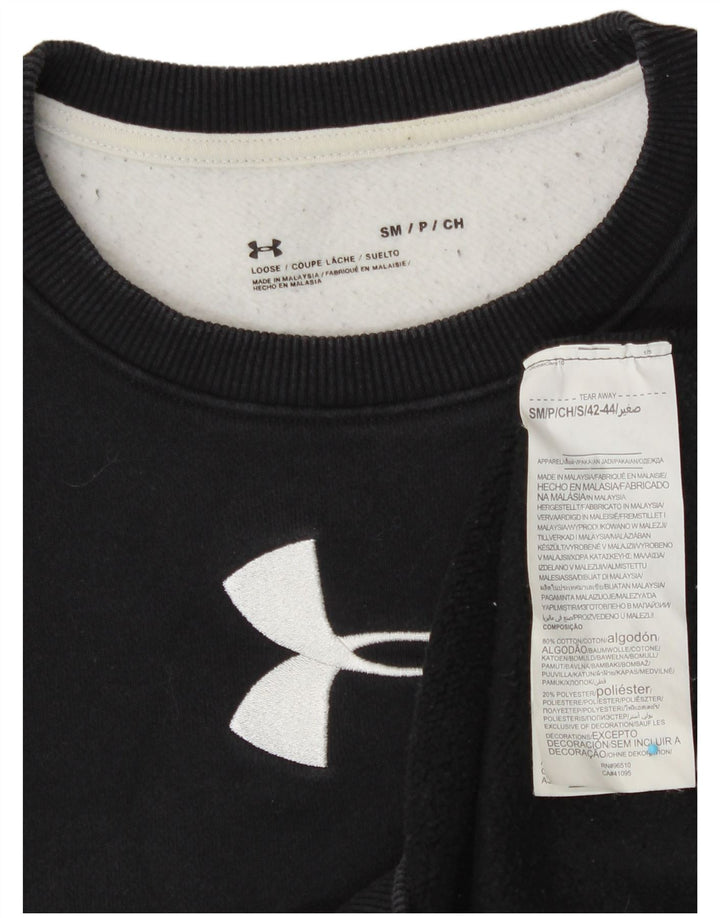 UNDER ARMOUR Womens Sweatshirt Jumper UK 10 Small Black Colourblock