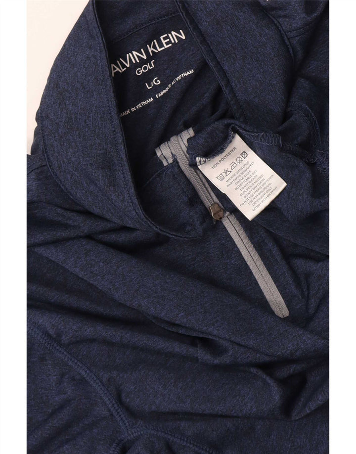 Calvin Klein Uomo Golf Zip Neck Pullover Tuta Top Large Blu Navy