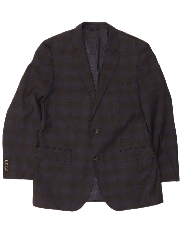 Hugo Boss Herren-Blazer mit 2 Knöpfen, EU 52, XL, marineblau, kariert, Schurwolle