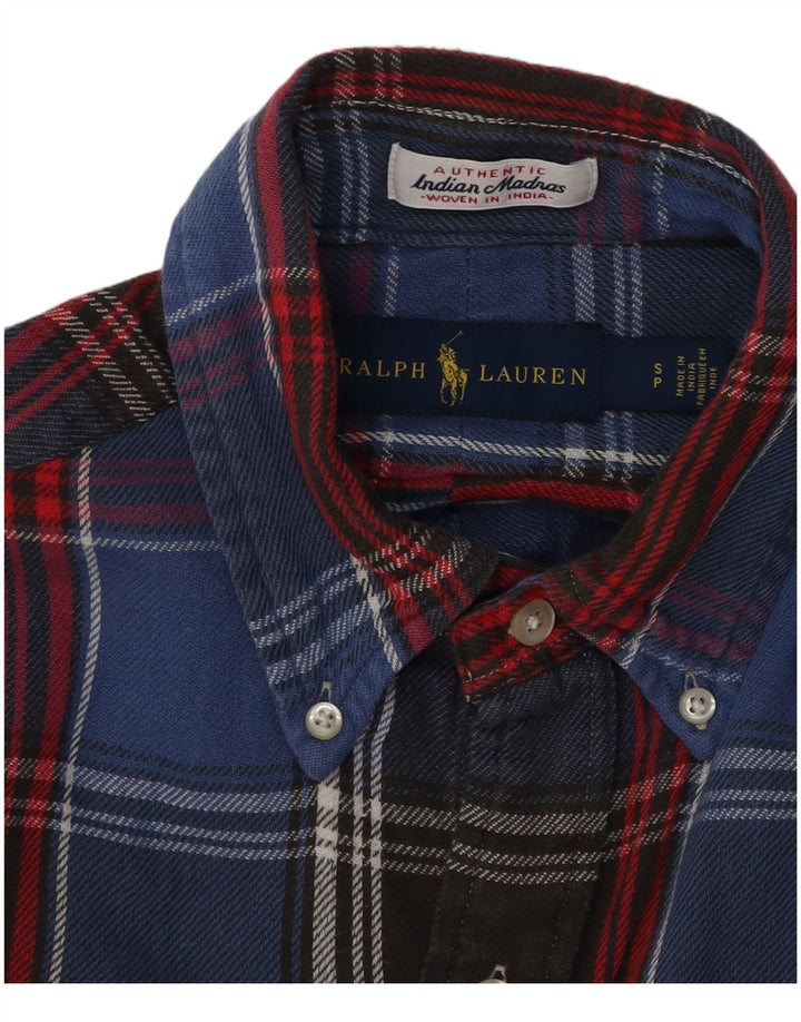 RALPH LAUREN Flanelskjorte til mænd Lille blå ternet bomuld