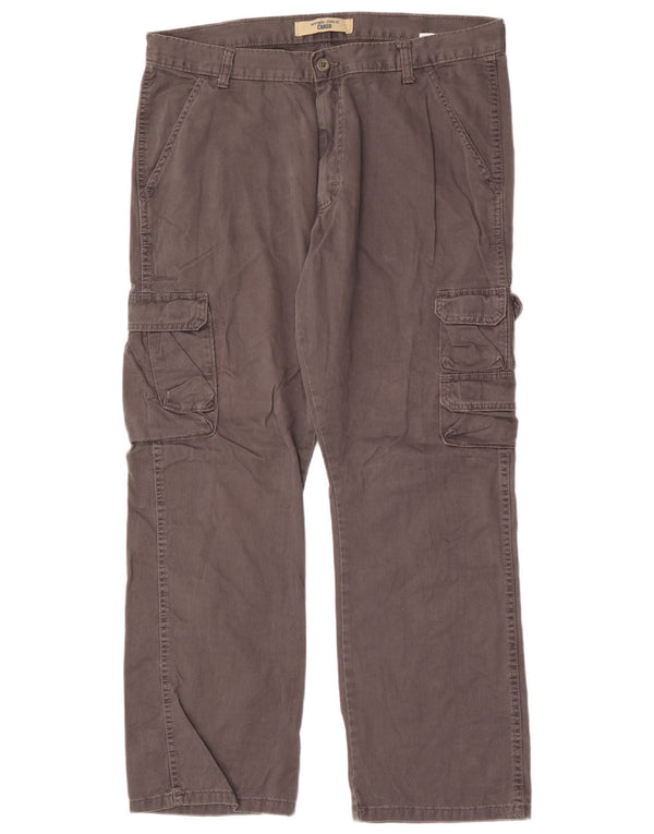 Wrangler Mens Straight Cargo Trousers W36 L30 Grey Cotton