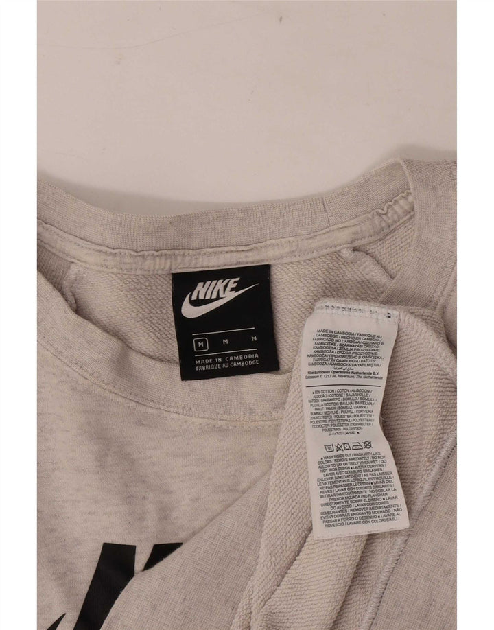 Nike Womens Graphic Sweatshirt Jumper UK 14 Medium Grey Flecked Cotton
