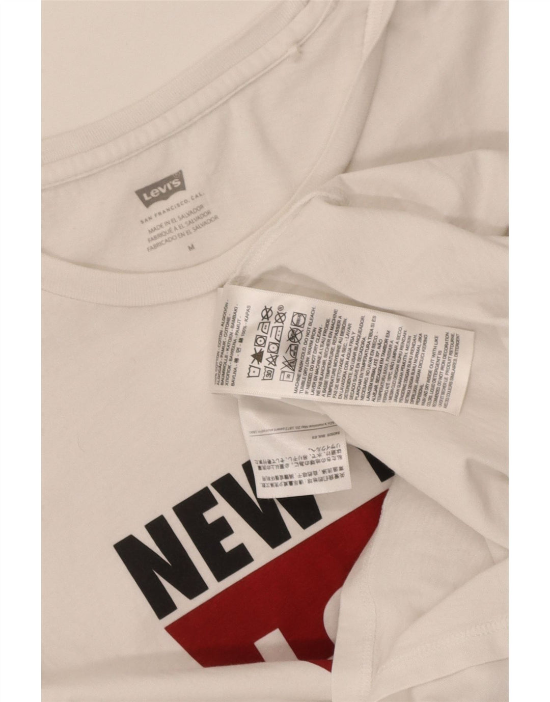 Levi's Womens Graphic T-Shirt Top UK 12 Medium White Cotton