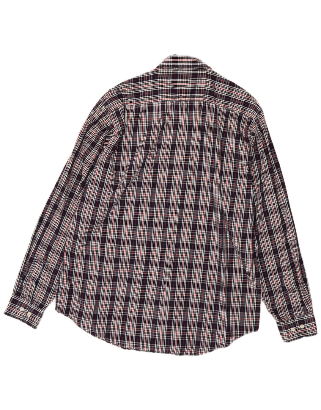 Balloon Mens Shirt Size 43 17 XL Navy Blue Check Cotton