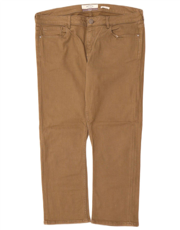 Calça capri reta feminina FAT FACE W34 L23 algodão marrom