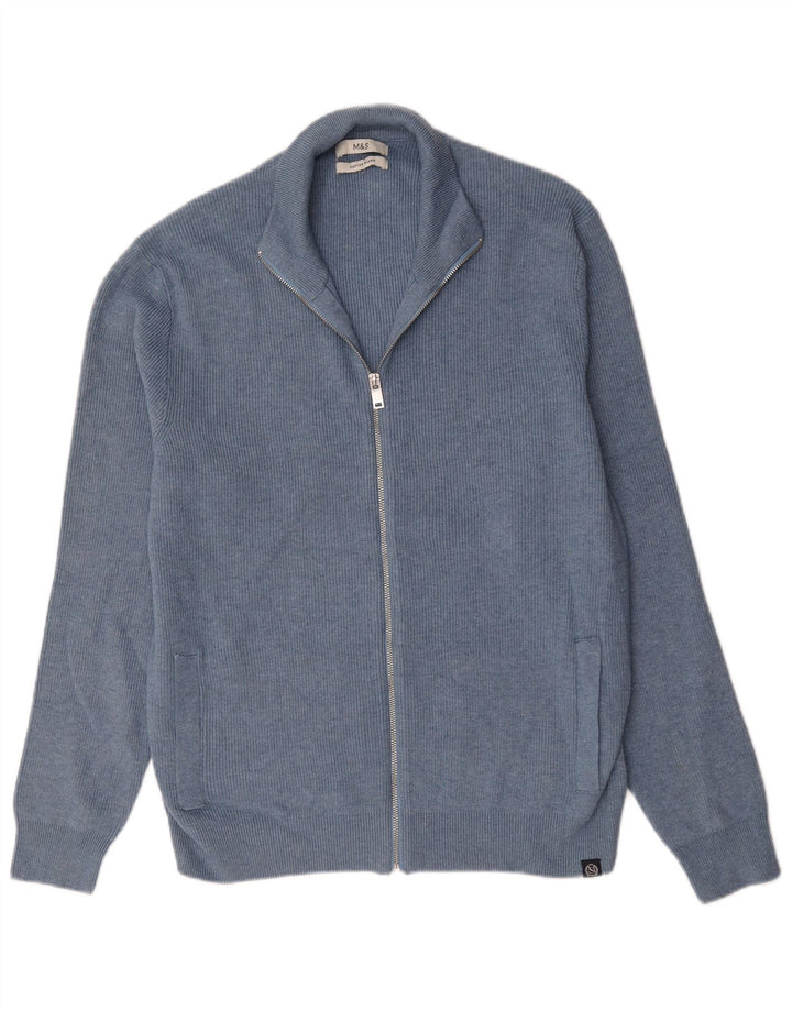 Marks & Spencer Mens Cardigan Sweater Large Blue Cotton