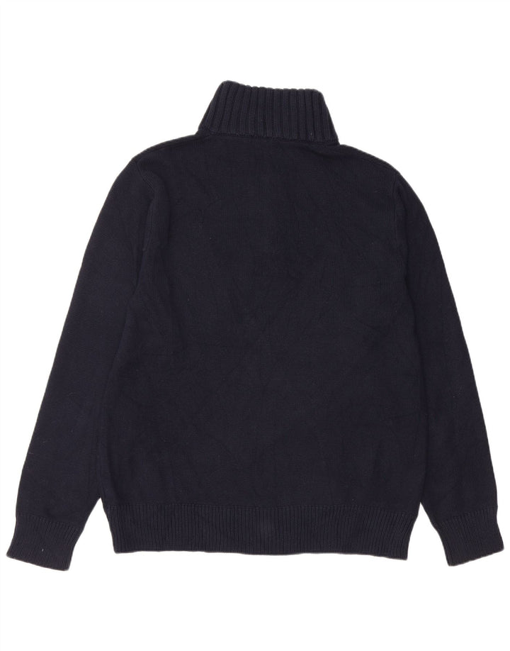 J. CREW Mens Zip Neck Jumper Sweater Large Navy Blue Cotton
