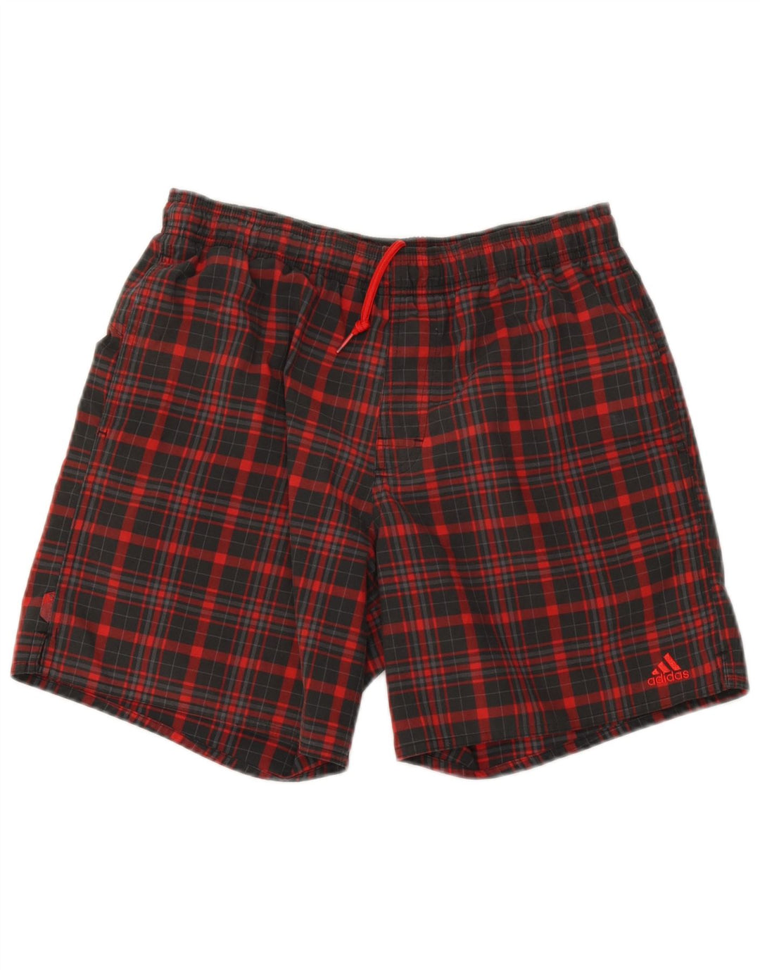 Adidas Mens Sport Shorts Pequeno Poliéster Xadrez Vermelho