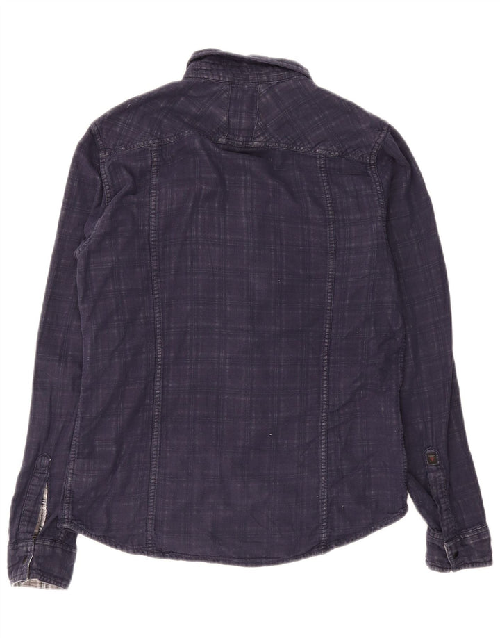 Guess Mens Shirt Size 36 Small Navy Blue Check Cotton
