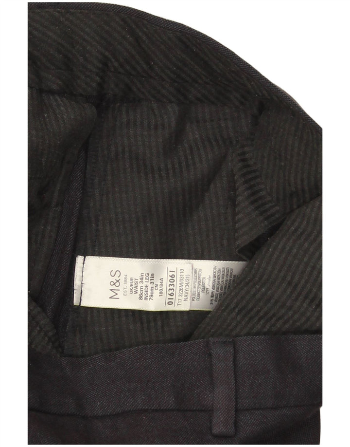 Marks & Spencer Mens Regular Fit Casual Trousers W34 L31 Navy Blue
