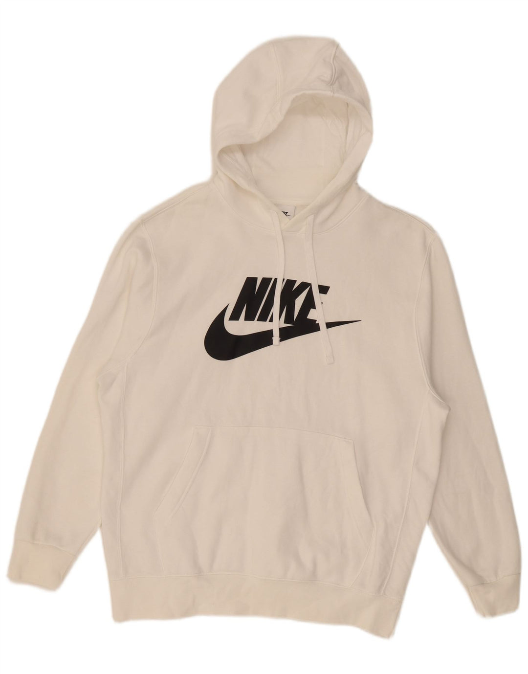NIKE Mens Graphic Hoodie Jumper Medium White Cotton