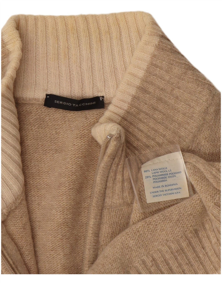 Sergio Tacchini Mens Cardigan Sweater Large Beige Flecked Wool