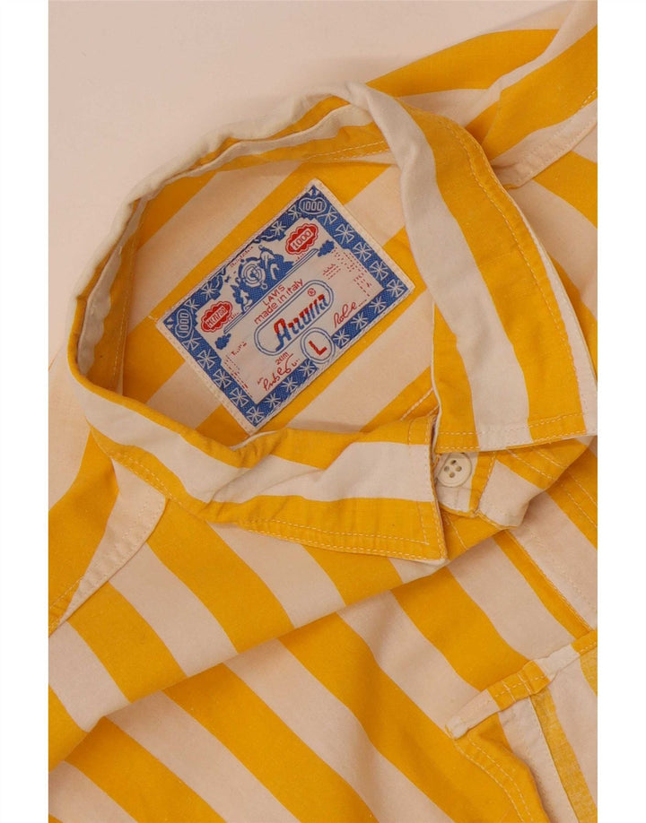 Camicia vintage da uomo a righe larghe gialle