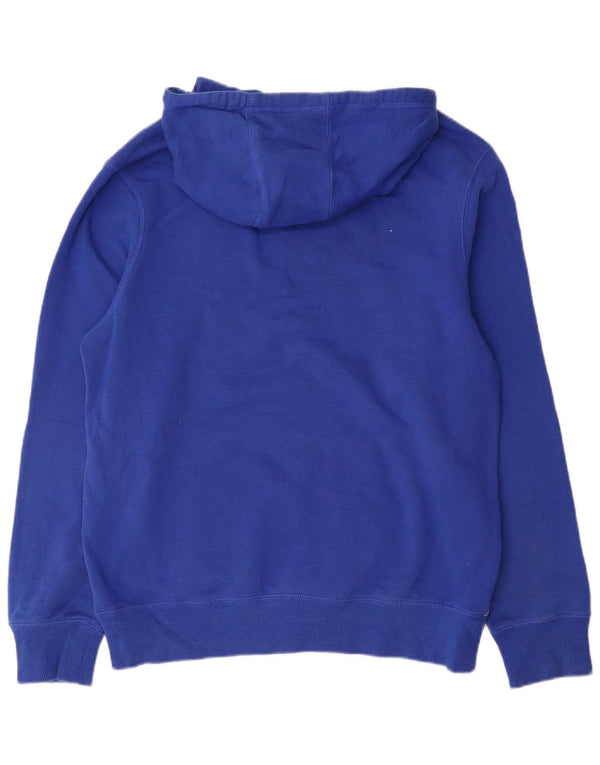 Champion Mens Graphic Hoodie Jumper Large Blue Colourblock Cotton