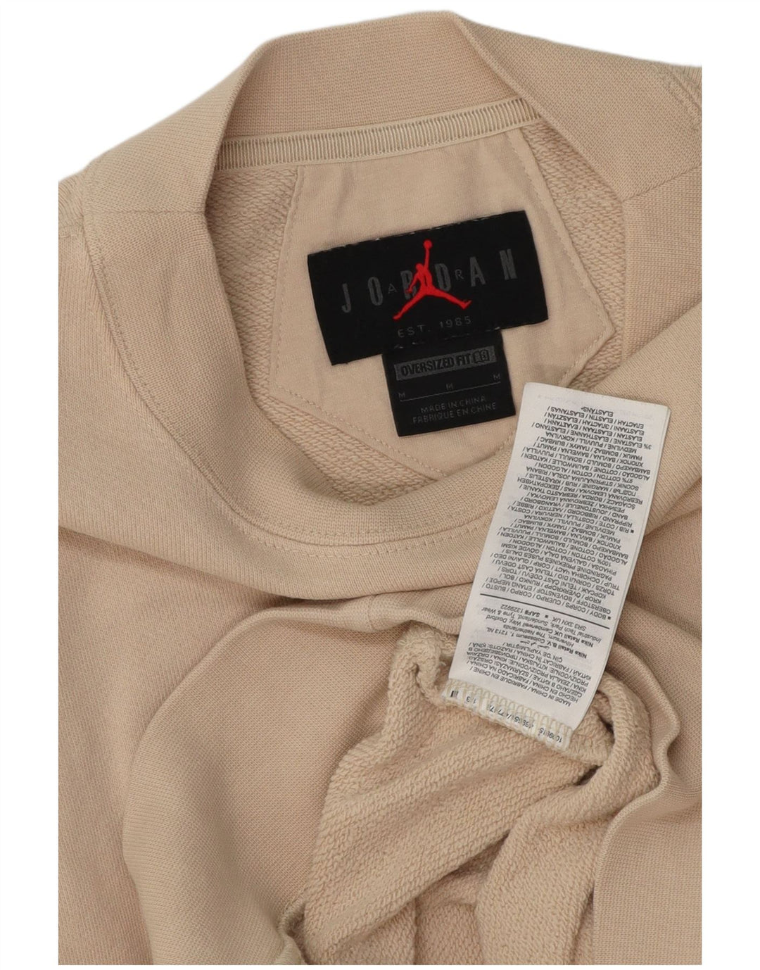JORDAN Dame Oversized Sweatshirt Jumper UK 14 Medium Beige Bomuld