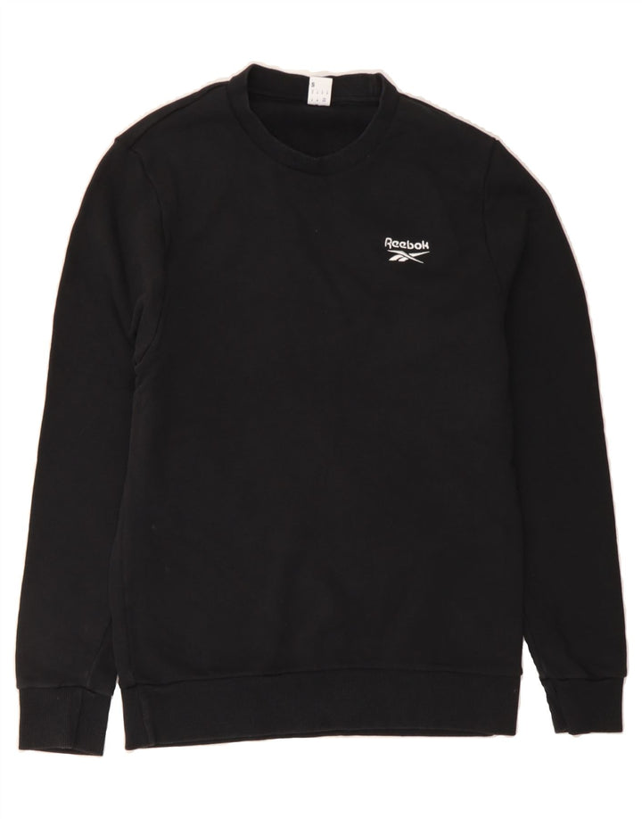 REEBOK Mens Sweatshirt Jumper Small Black Cotton Vintage Reebok and Second-Hand Reebok from Messina Hembry 