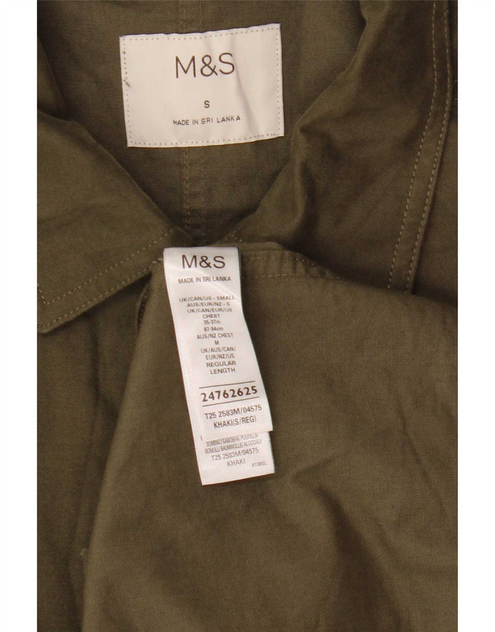 Camiseta masculina Marks & Spencer pequena de algodão cáqui