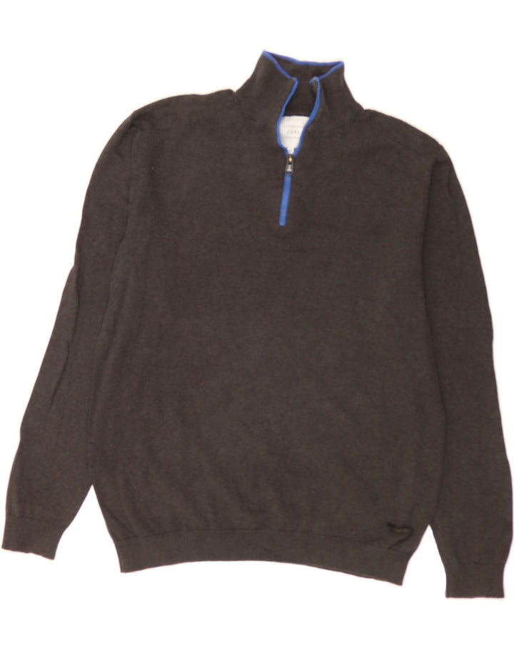 JACK & JONES Mens Zip Neck Jumper Sweater Medium Grey Cotton Vintage Jack & Jones and Second-Hand Jack & Jones from Messina Hembry 