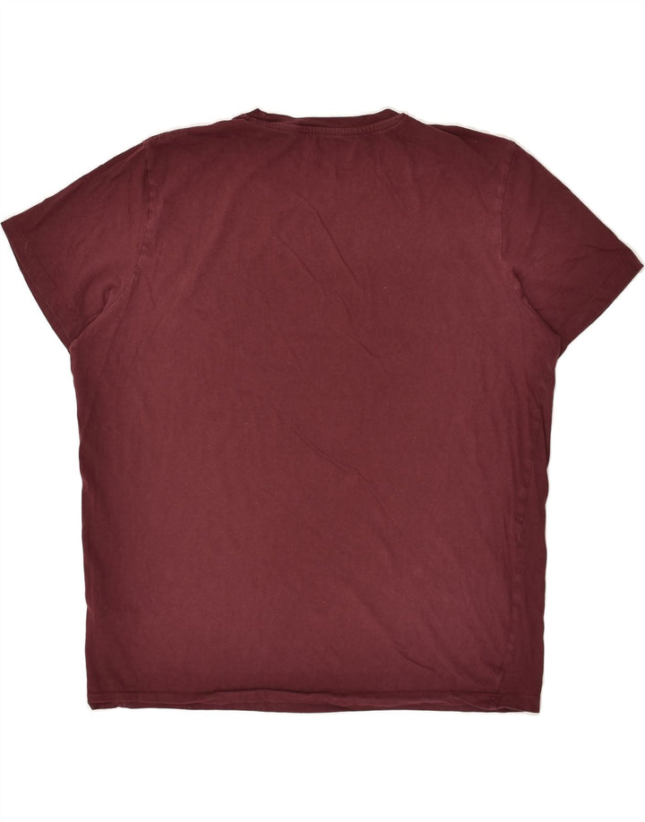 JACK & JONES Mens Slim Graphic T-Shirt Top XL Burgundy Cotton | Vintage Jack & Jones | Thrift | Second-Hand Jack & Jones | Used Clothing | Messina Hembry 