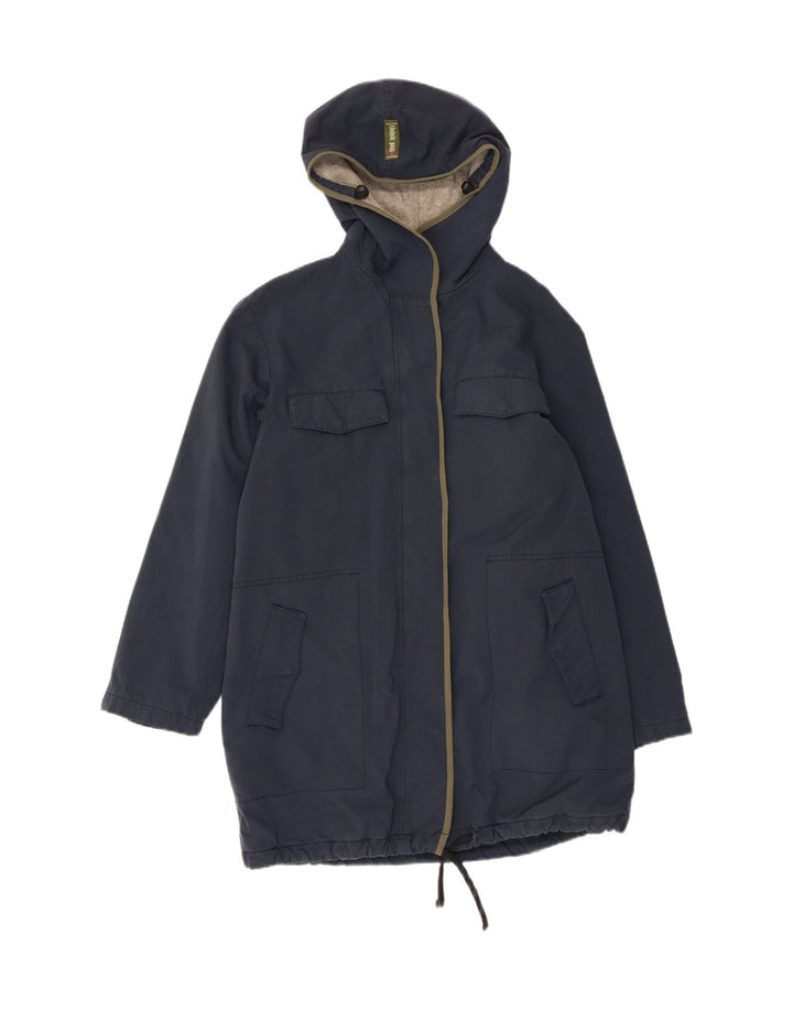 Think Pink Womens Hooded Parka Jacket UK 14 Medium Navy Blue Cotton