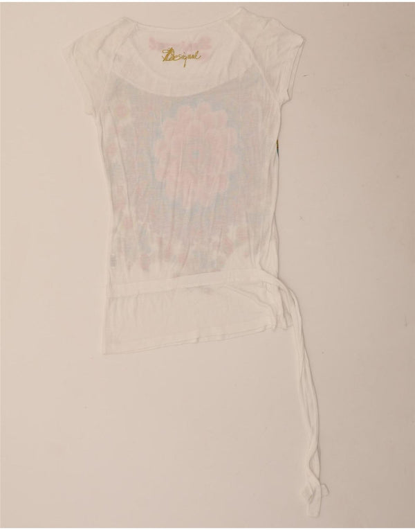 Desigual Damen Grafik-T-Shirt Top UK 10 Small White Floral