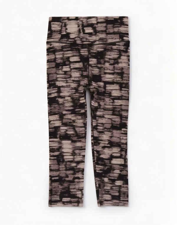 Nike Womens Dri Fit Capri Leggings UK 4 XS Grey Geometric Nylon