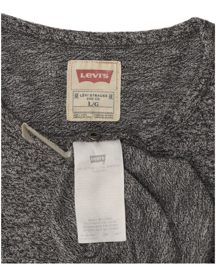 LEVI'S Mens Top Long Sleeve Large Grey Flecked Cotton