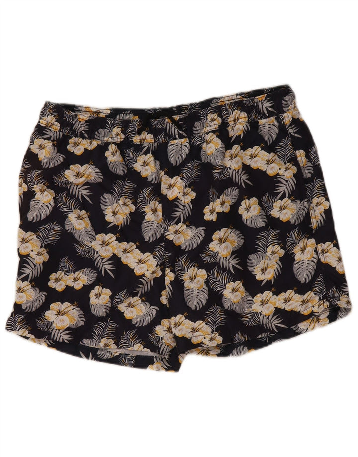 Jack & Jones Mens Swimming Shorts Medium  Navy Blue Floral Polyester