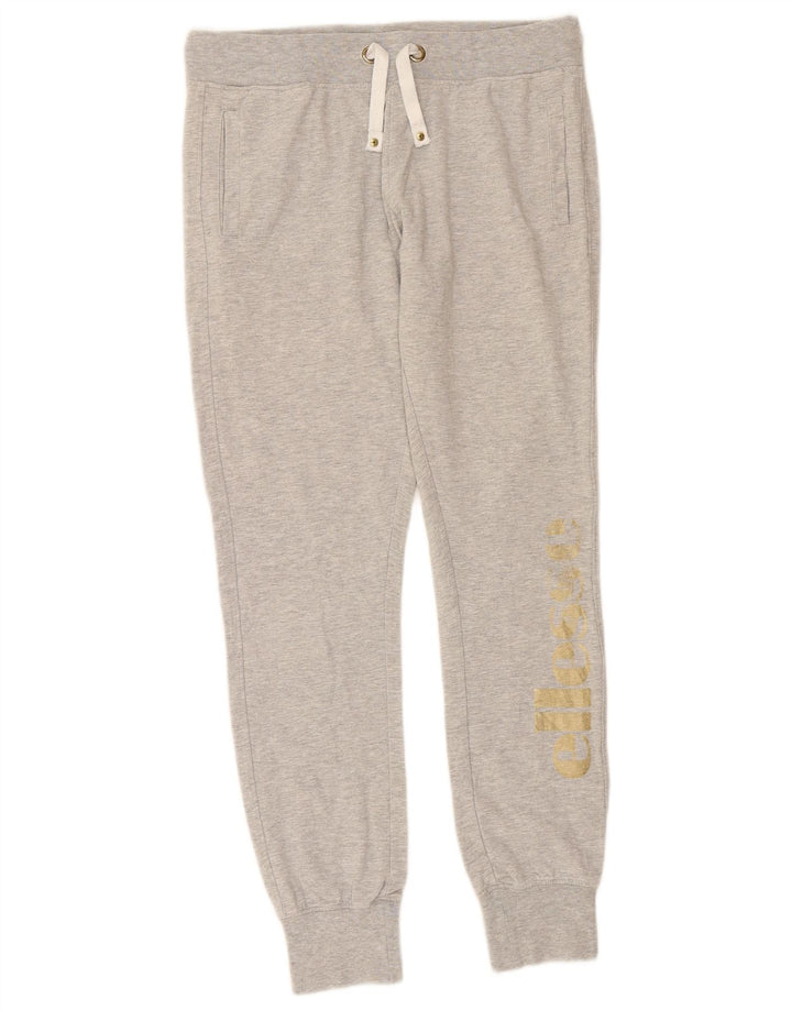 ELLESSE Womens Graphic Tracksuit Trousers Joggers Large  Grey Cotton
