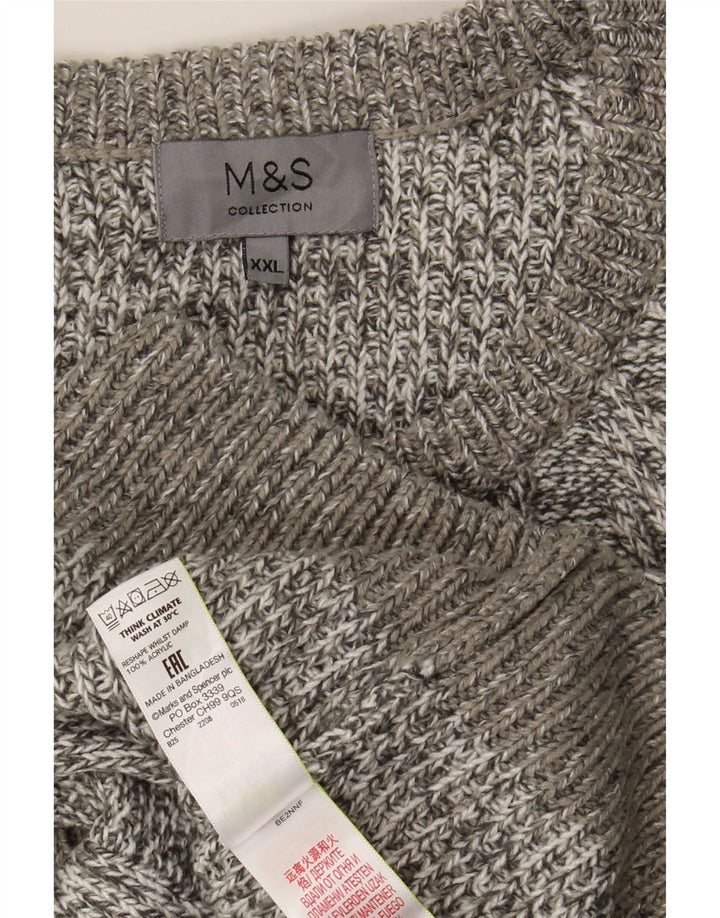 Marks & Spencer Mens Crew Neck Jumper Sweater 2XL Grey Flecked Acrylic
